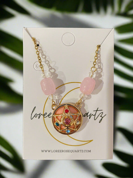 Moon Compact Mirror Pink Chalcedony