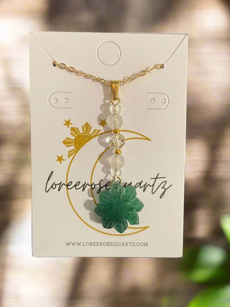 Mini Araw with Rainbow Moonstone & Clear Quartz Necklace