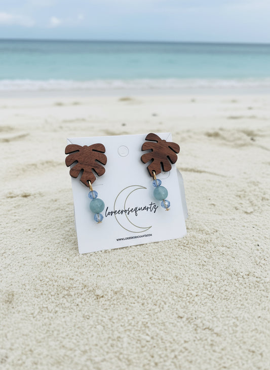 Wooden Monstera Studs