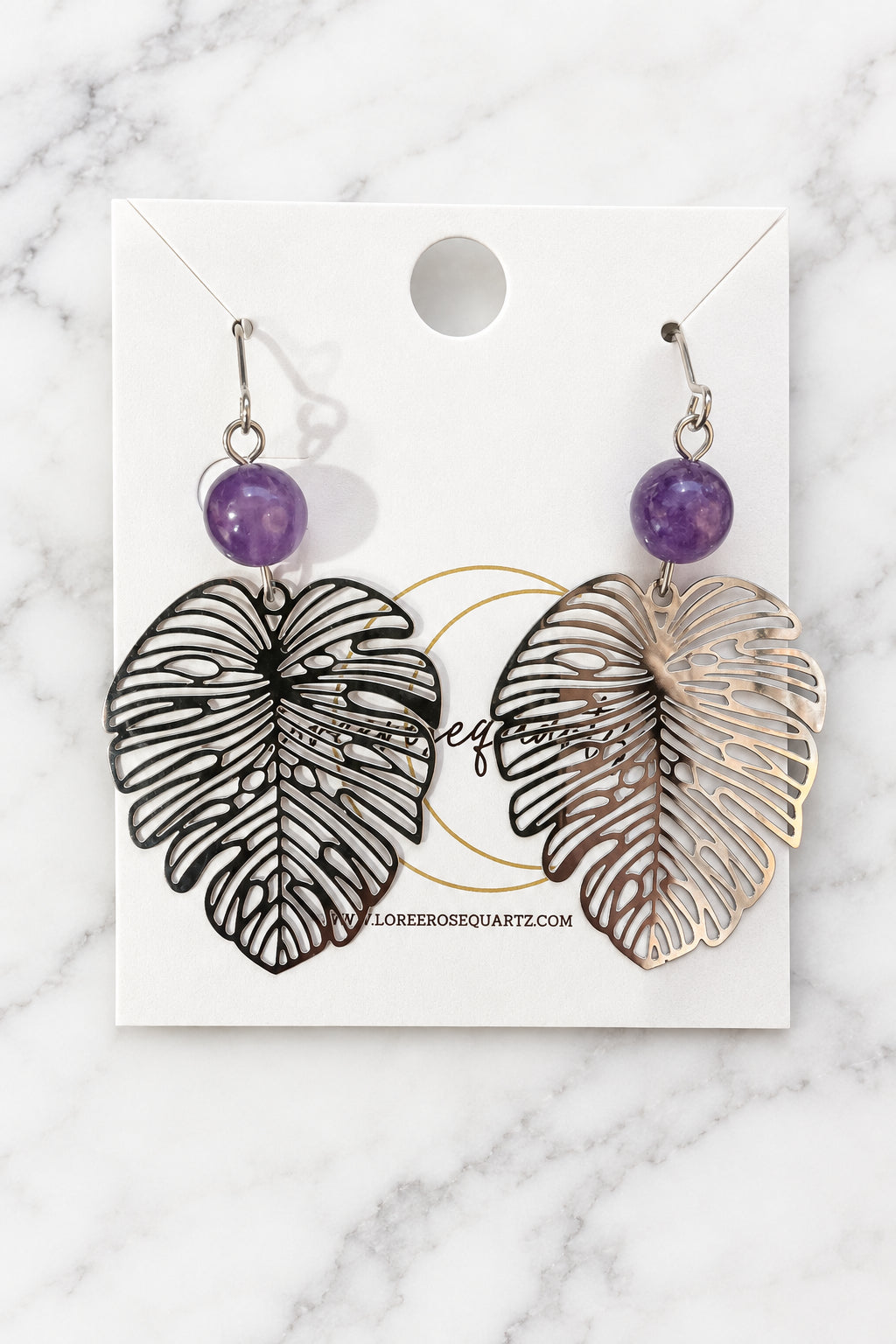 Silver Monstera Earrings