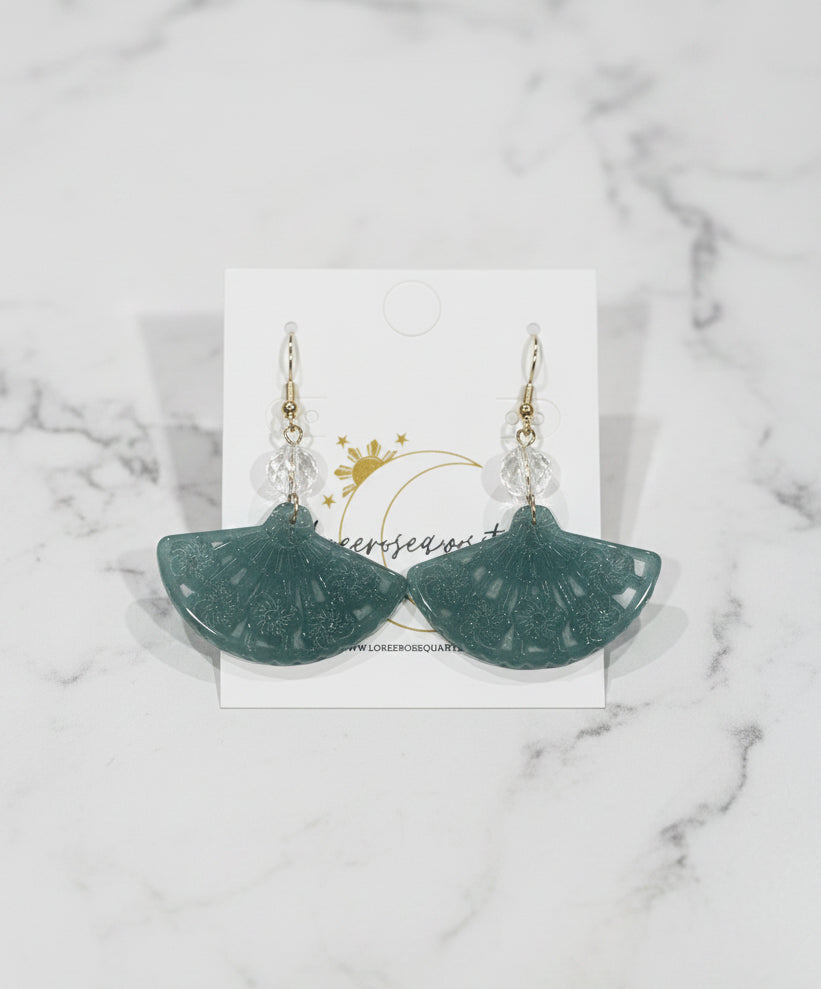 Jade Pamaypay & Clear Quartz Earrings