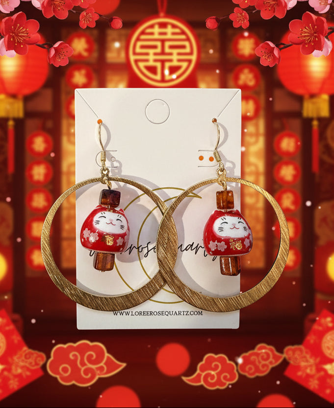 Neko Cat Amber Hoops