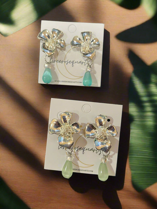 Cat Eye's Selenite Sampaguita Studs