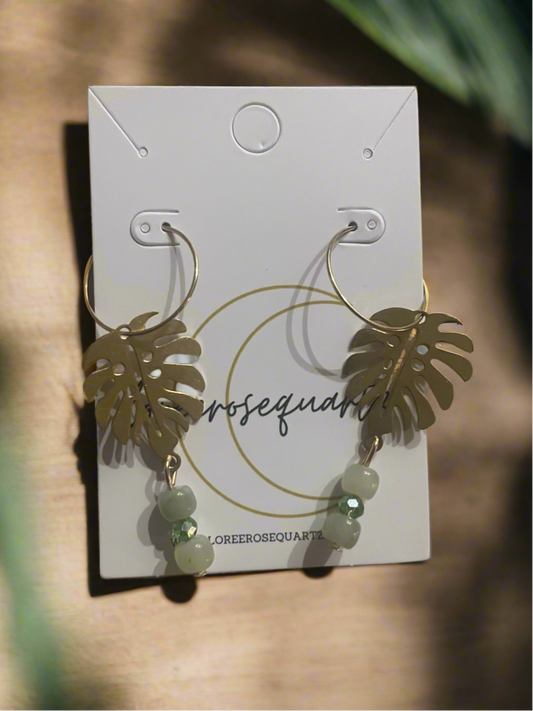 Jade Monstera Hoops