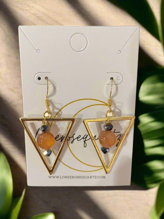 Orange Dog & Chainsaw Sunstone Earrings