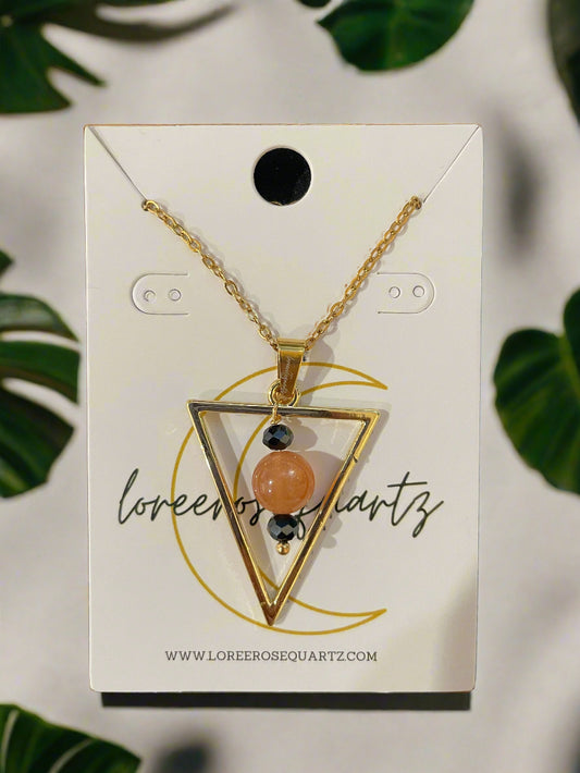 Orange Dog & Chainsaw Sunstone Necklace