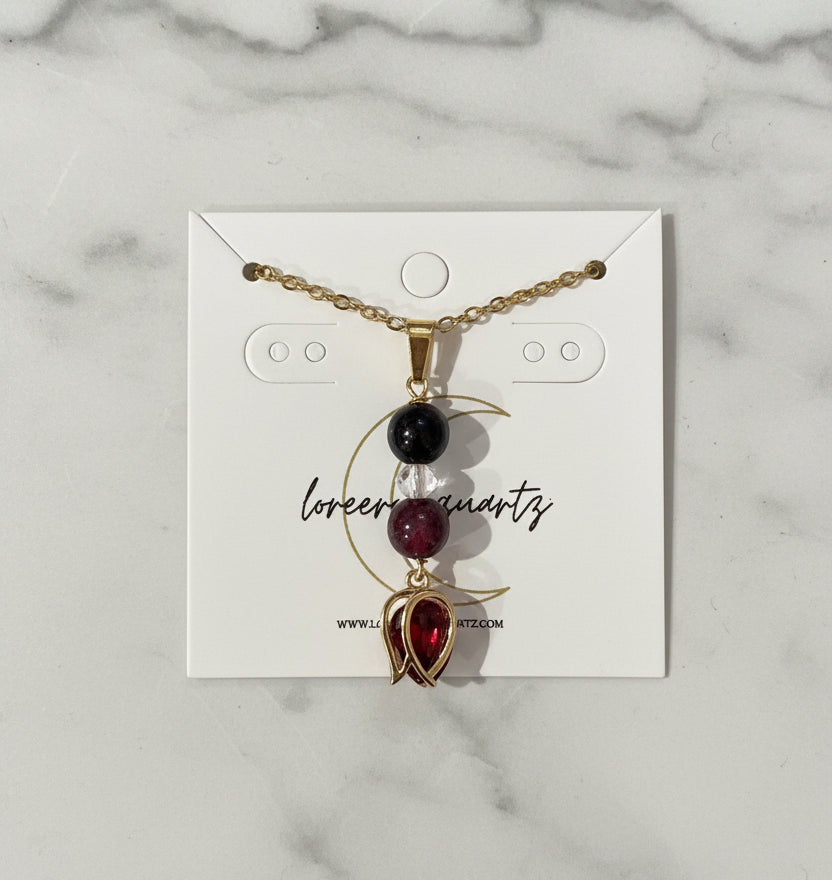 Red Velvet - Red Tiger's Eye with Red Rose