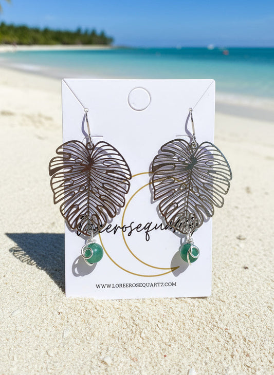 Silver Monstera Earrings