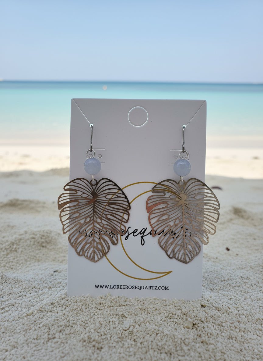 Silver Monstera Earrings