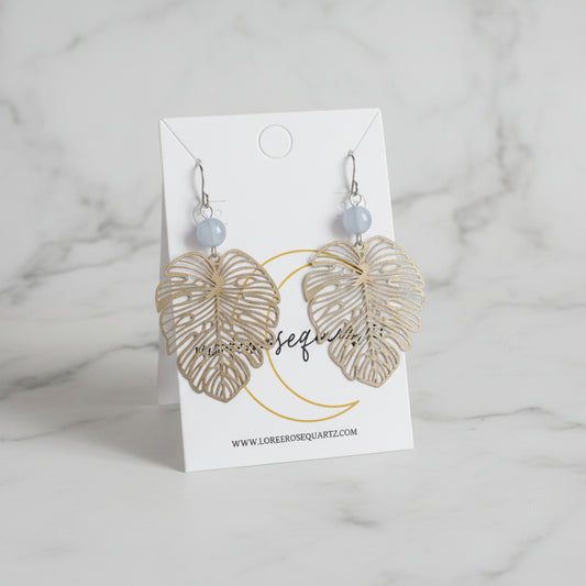Silver Monstera Earrings