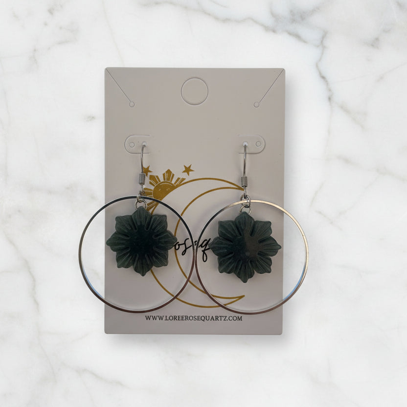 Araw Jade Silver Hoops