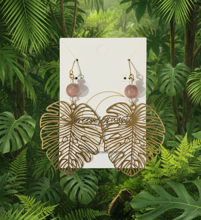 Island Monstera Earrings