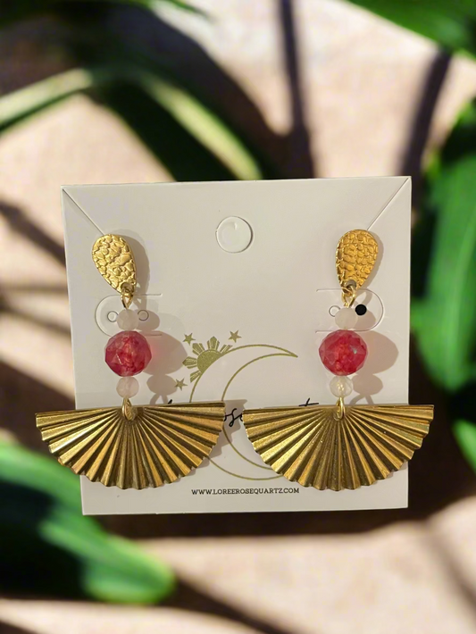 Strawberry Quartz & Rose Quartz Pamaypay Studs
