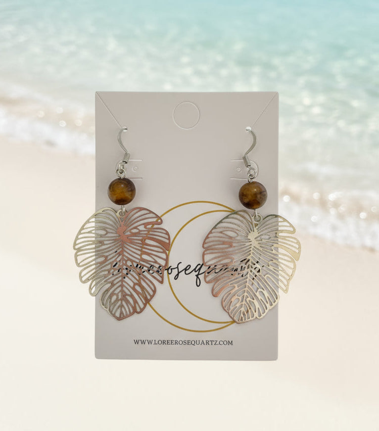 Silver Monstera Earrings