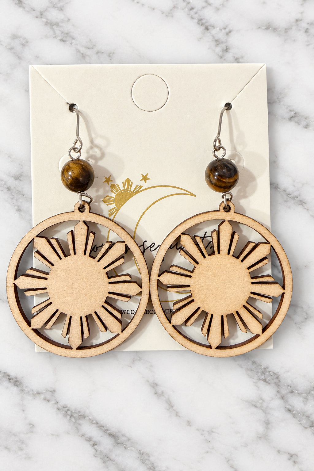 Araw Circle Wooden Earrings