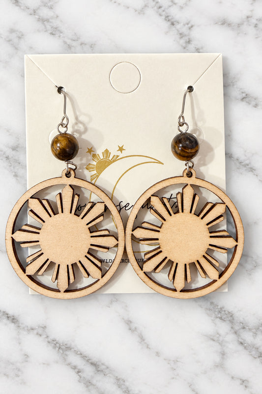 Araw Circle Wooden Earrings