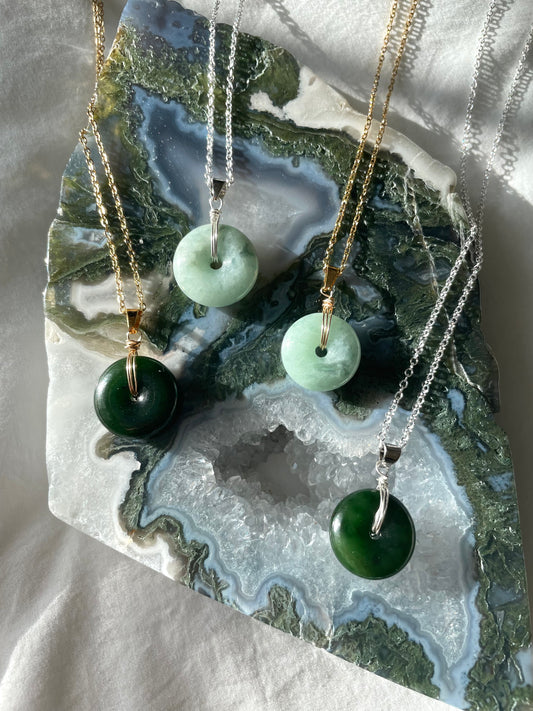 Jadeite Crystal Donut Necklace