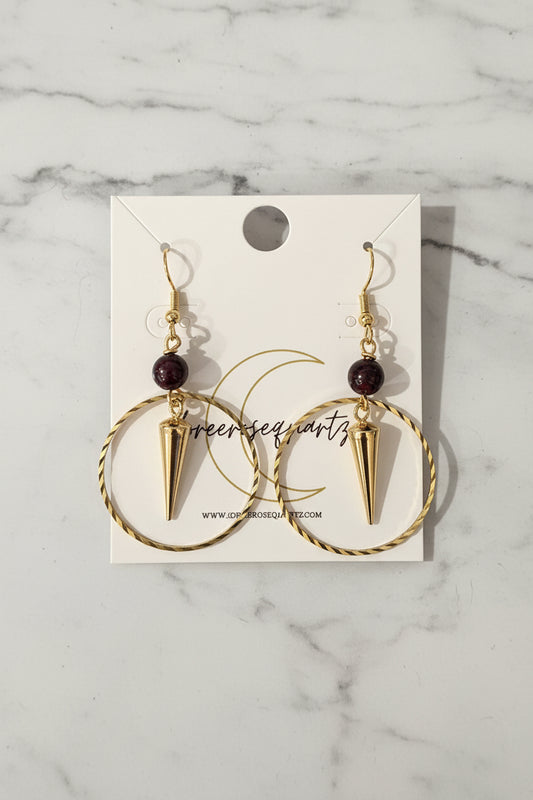 Yor's Spike Hoops with Garnet