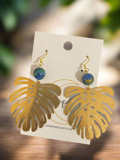 Island Monstera Earrings