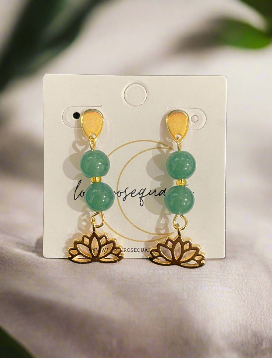 Green Chalcedony Lotus Studs