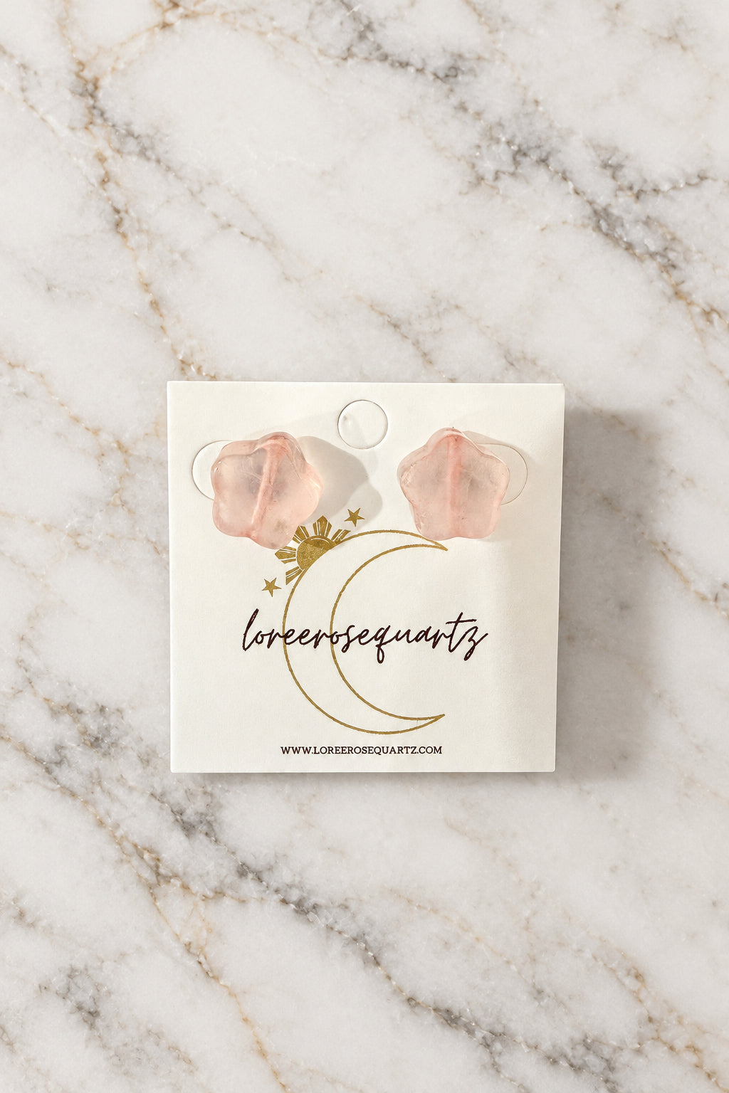 Rose Quartz Sampaguita Studs
