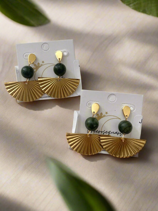 Jade Gold Pamaypay Studs