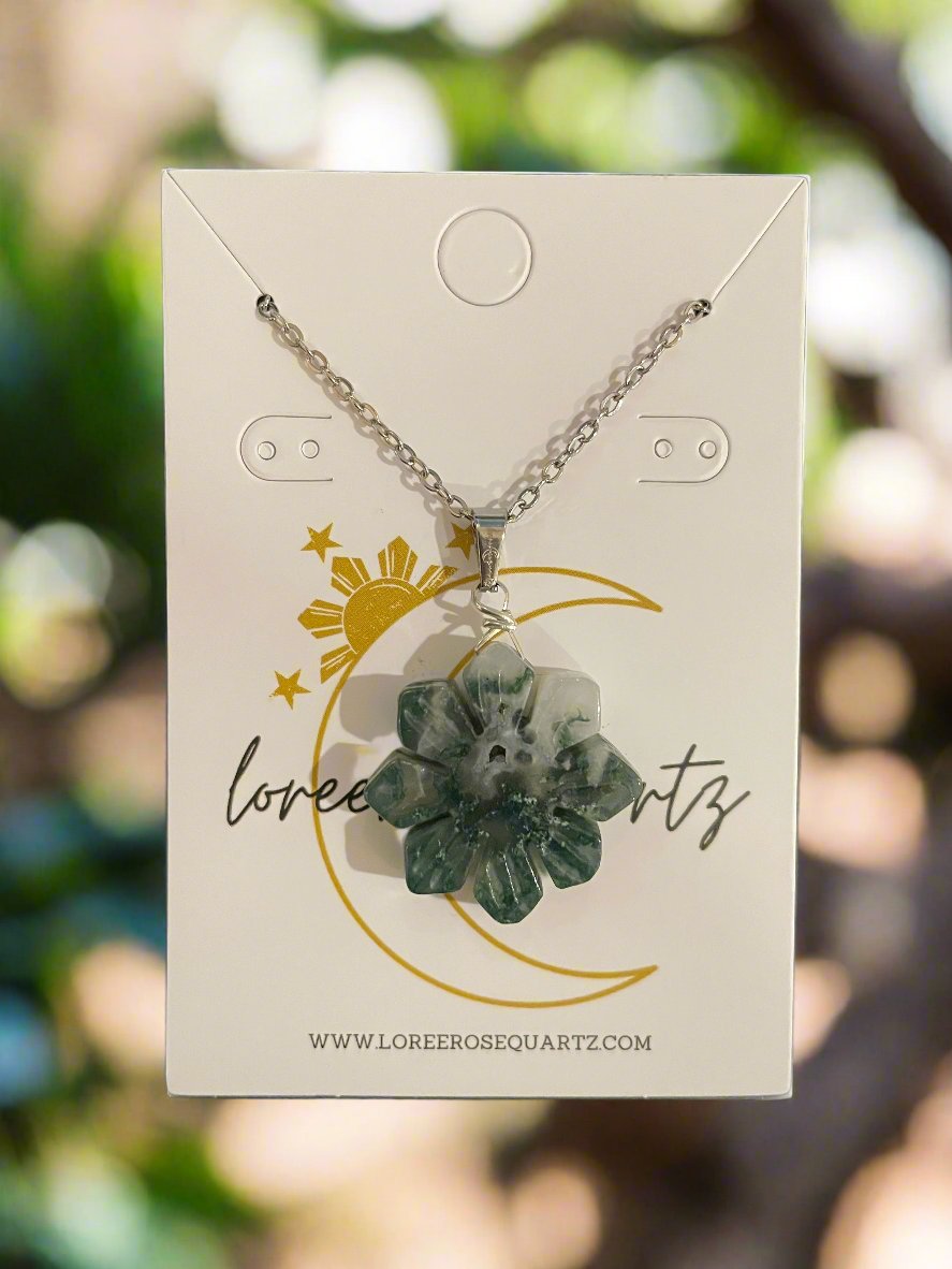 Moss Agate Araw Crystal Necklace (Third Edition)