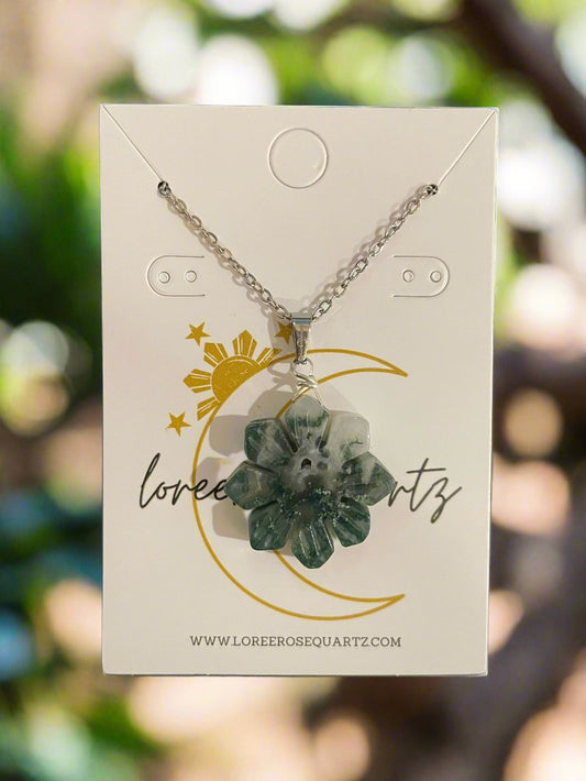 Moss Agate Araw Crystal Necklace (Third Edition)