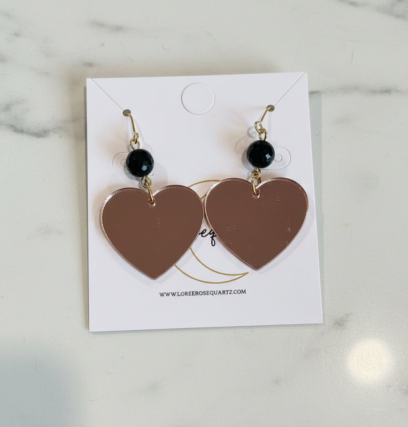 Blackpink Heart with Black Agate