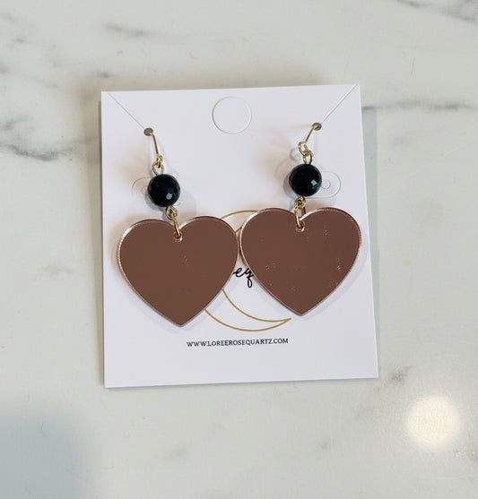 Blackpink Heart with Black Agate