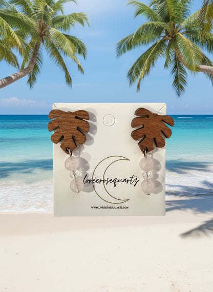 Wooden Monstera Studs