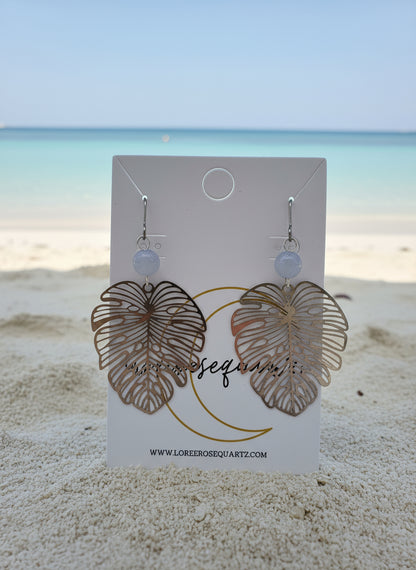 Silver Monstera Earrings