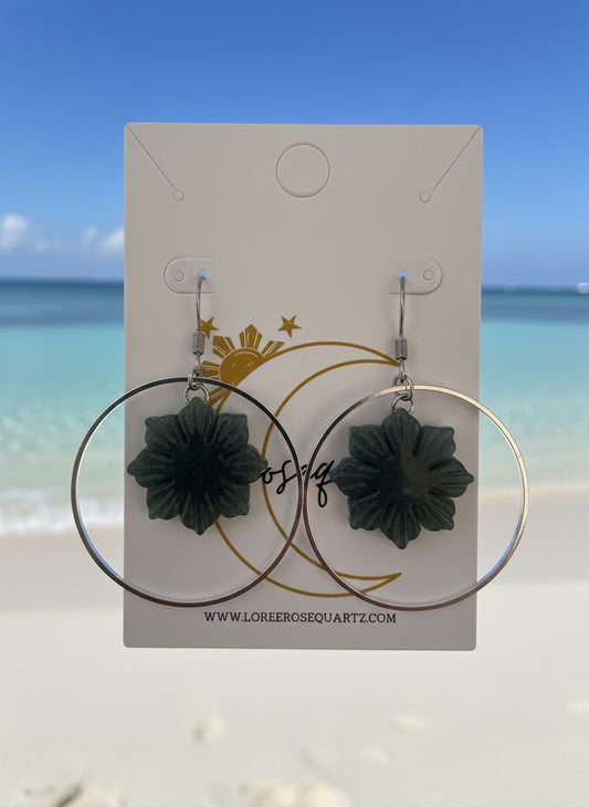 Araw Jade Silver Hoops