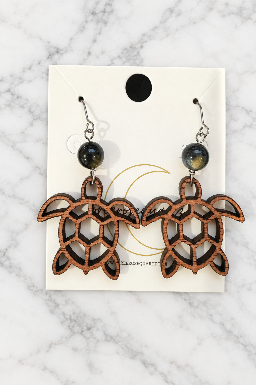 Blue Tiger's Eye Wooden Turtle