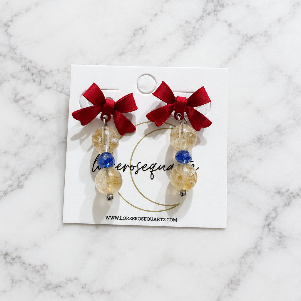 "Snow White" Red Bow with Yellow Quartz