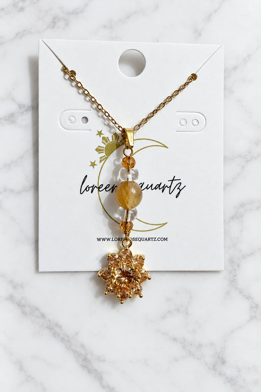 Golden Healer and Clear Quartz Araw Necklace