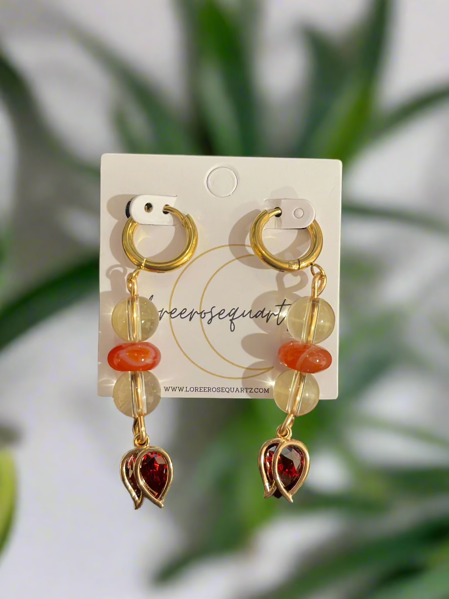 Citrine & Carnelian Red Rose