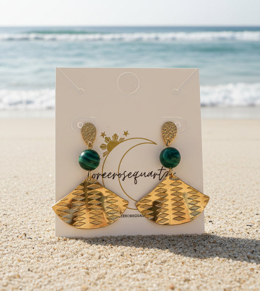 Malachite Pamaypay Studs