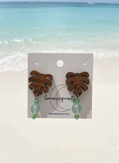 Wooden Monstera Studs