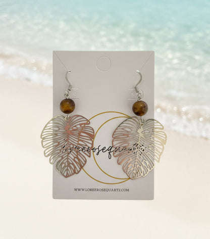 Silver Monstera Earrings